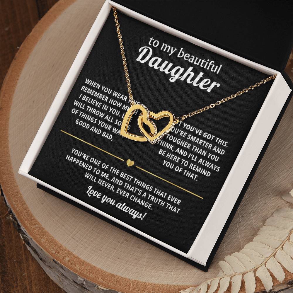 To My Daughter Interlocking Hearts Necklace Gift