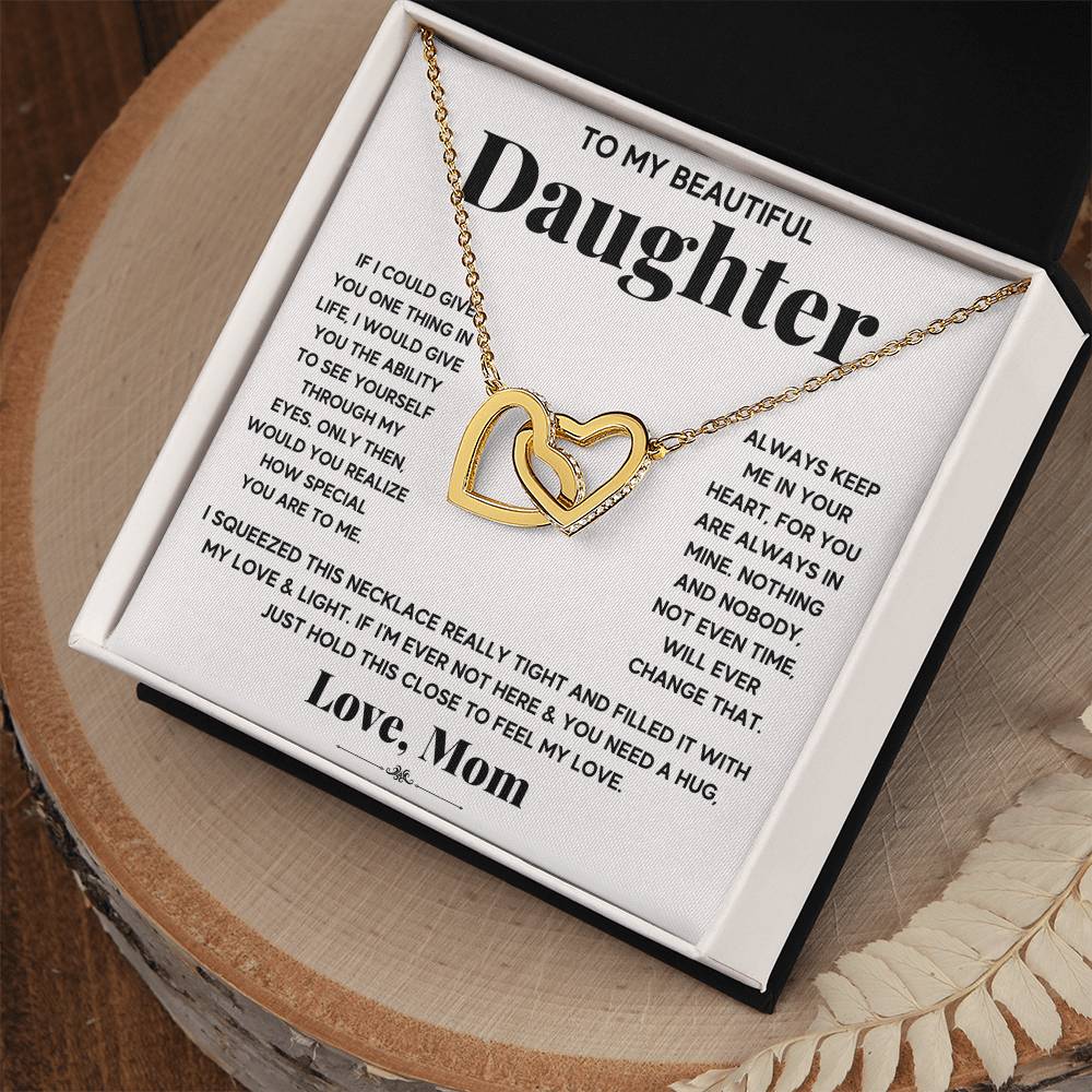 Daughter Interlocking Hearts Necklace - The Perfect Symbol of Love and Bond Ideal Gift for Your Precious Daughter-[Heartfelt Family Gift]