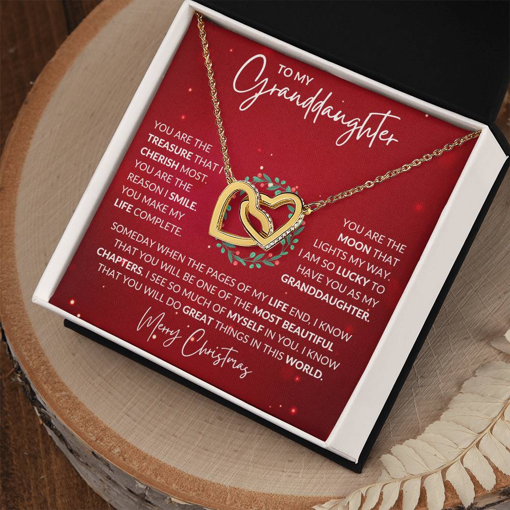 Granddaughter Christmas Interlocking Hearts Necklace Gift-[Heartfelt Family Gift]