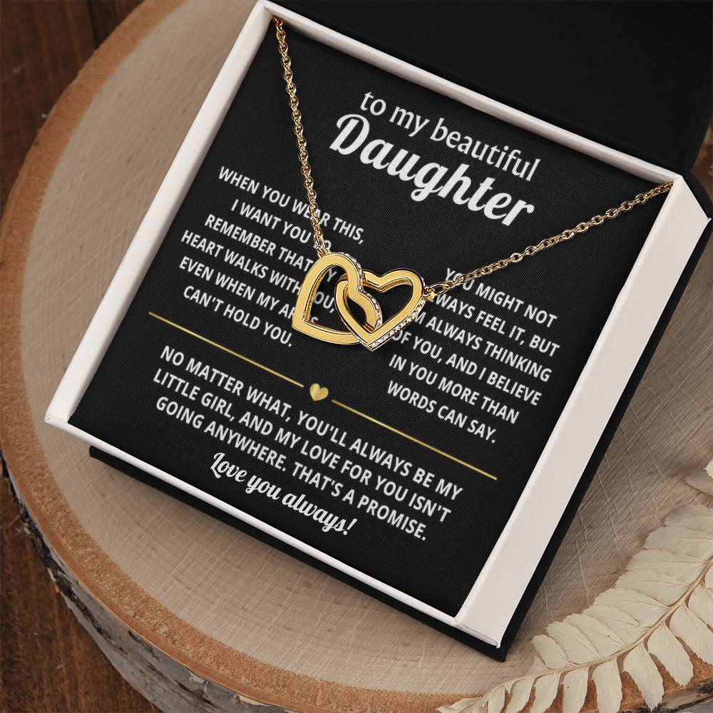 To My Daughter Interlocking Hearts Necklace Gift