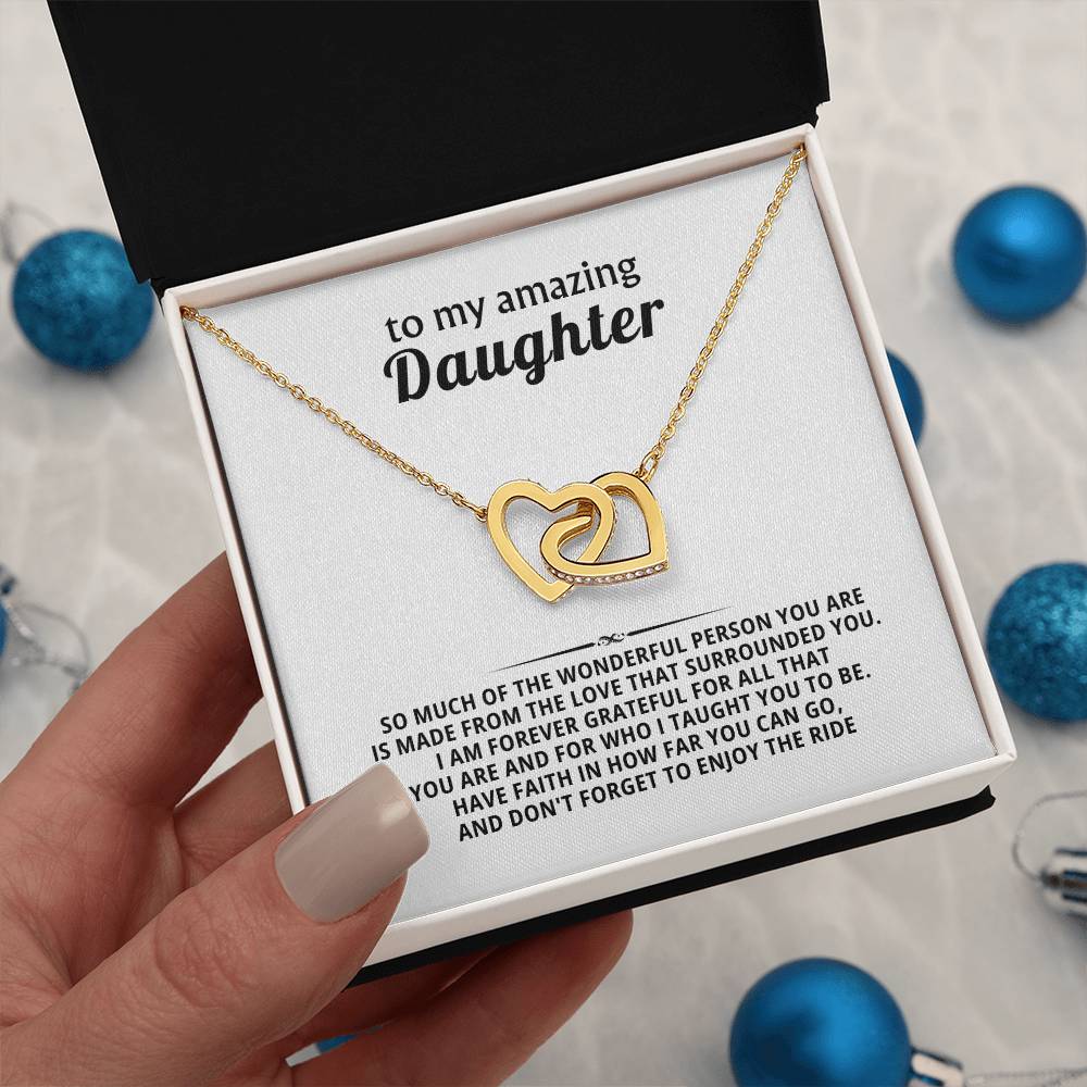 To My Amazing Daughter Interlocking Hearts Necklace Gift