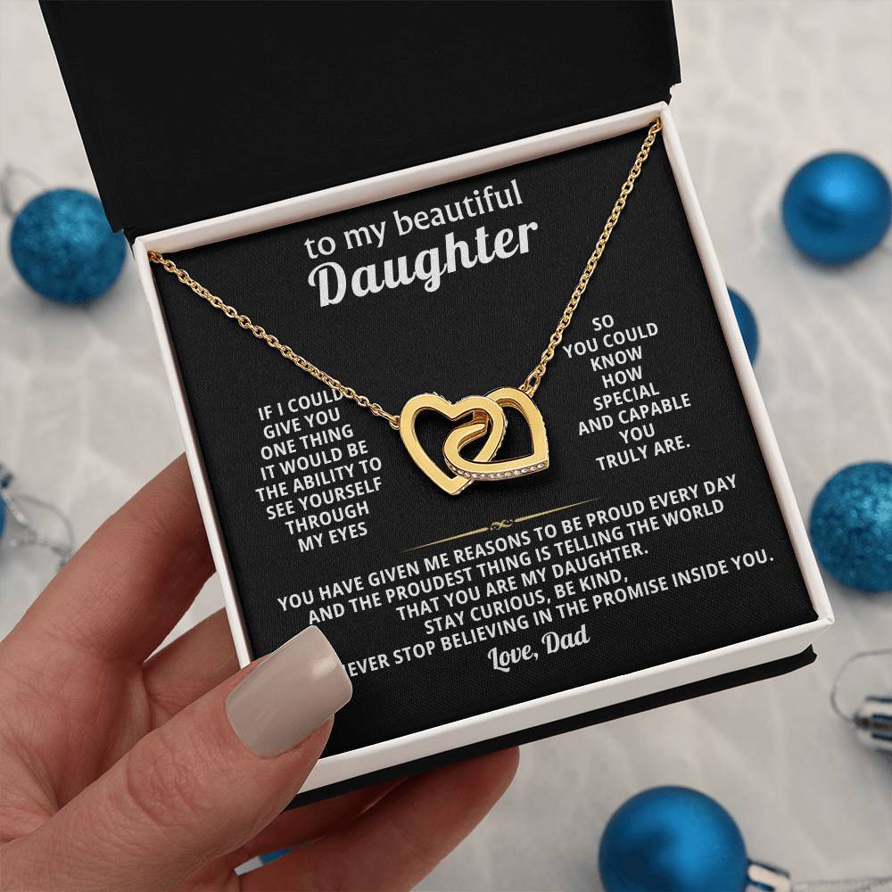 Daughter Interlocking Hearts Necklace Gift from Dad
