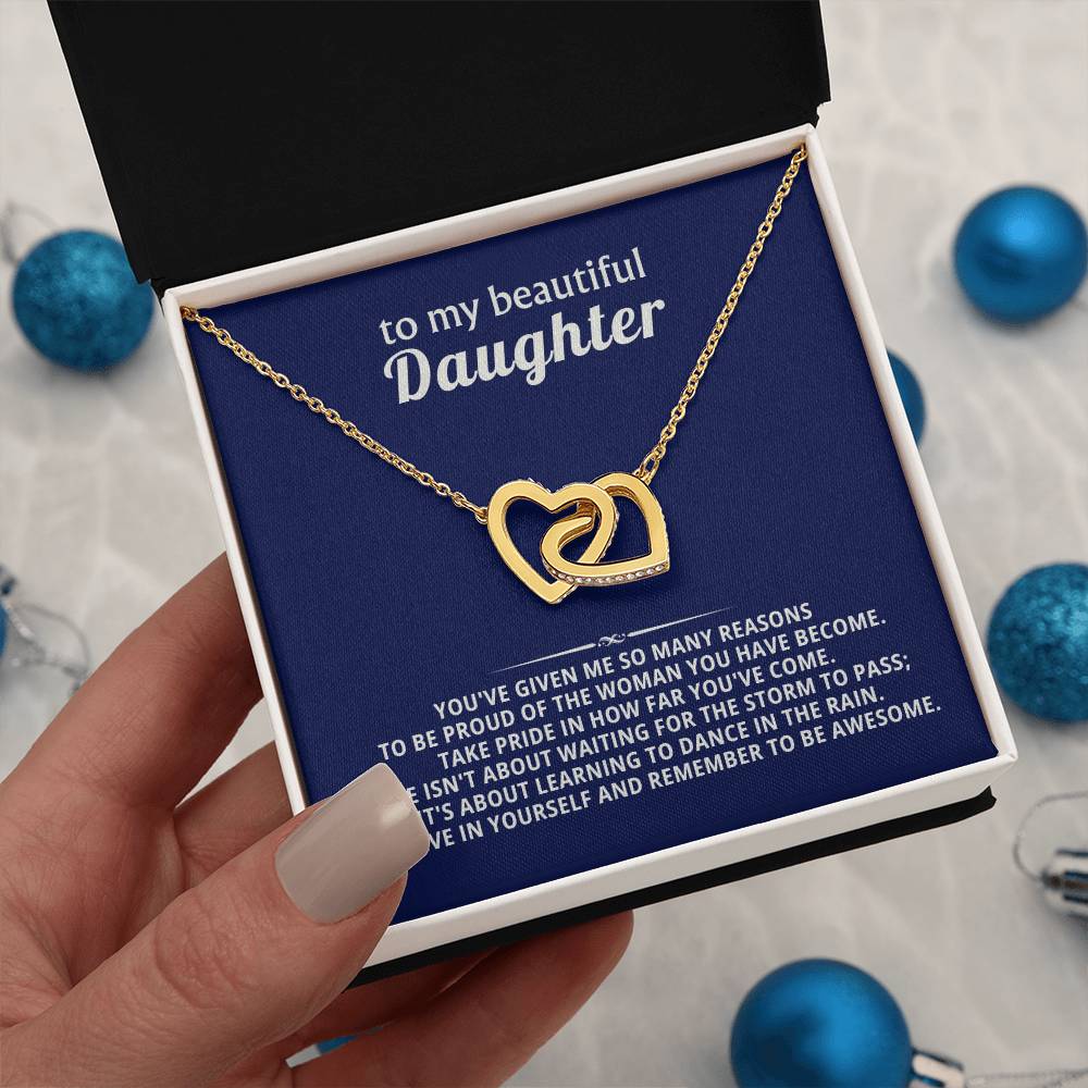 Daughter Interlocking Hearts Necklace Gift from Dad