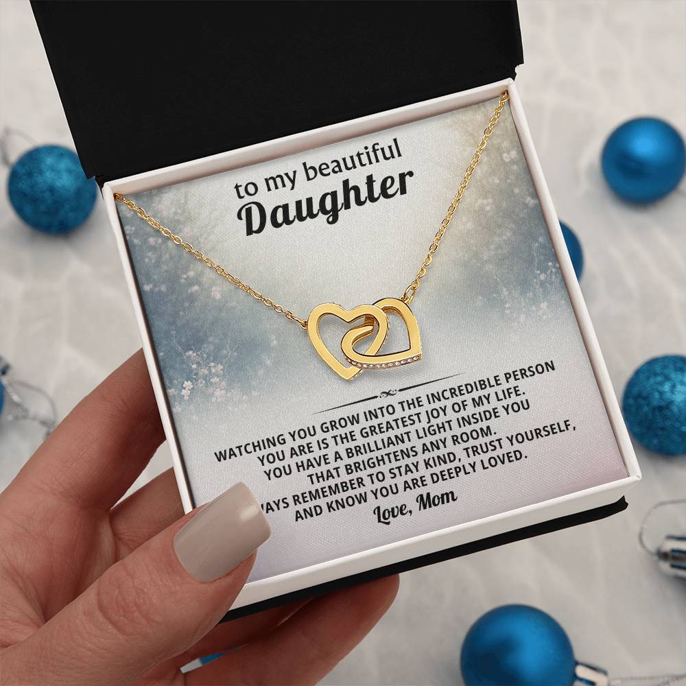 Daughter Interlocking Hearts Necklace Gift from Mom