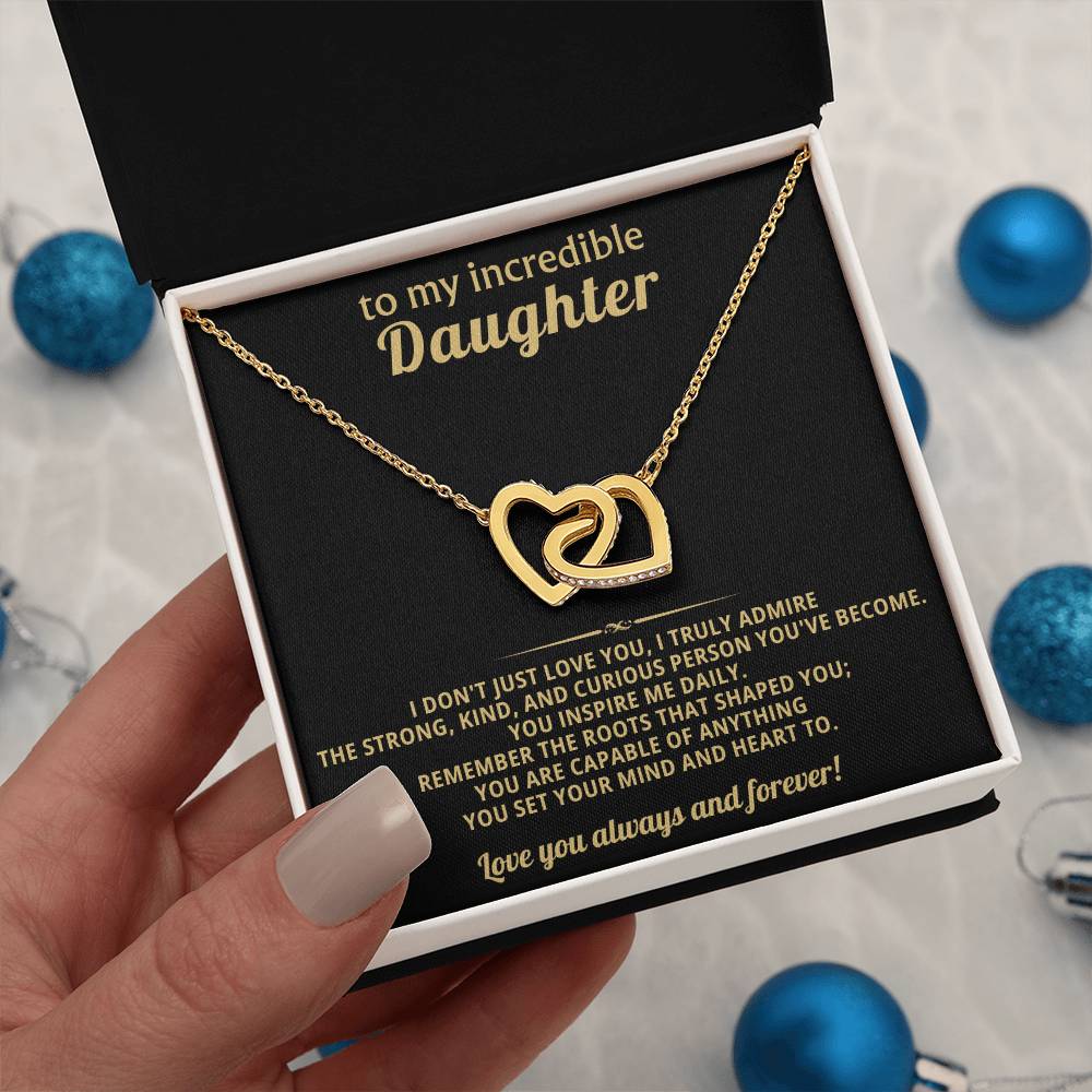 Incredible Daughter Interlocking Hearts Necklace Gift