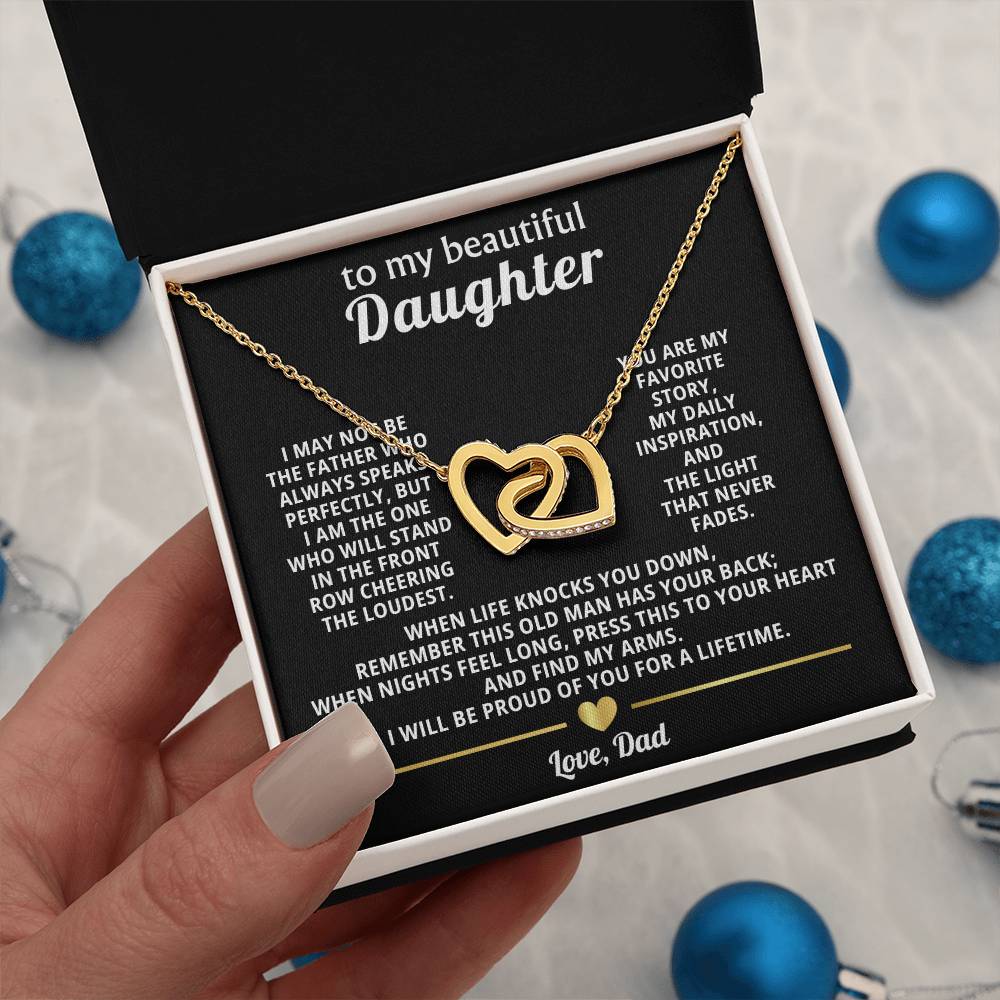 Daughter Interlocking Hearts Necklace Gift from Dad