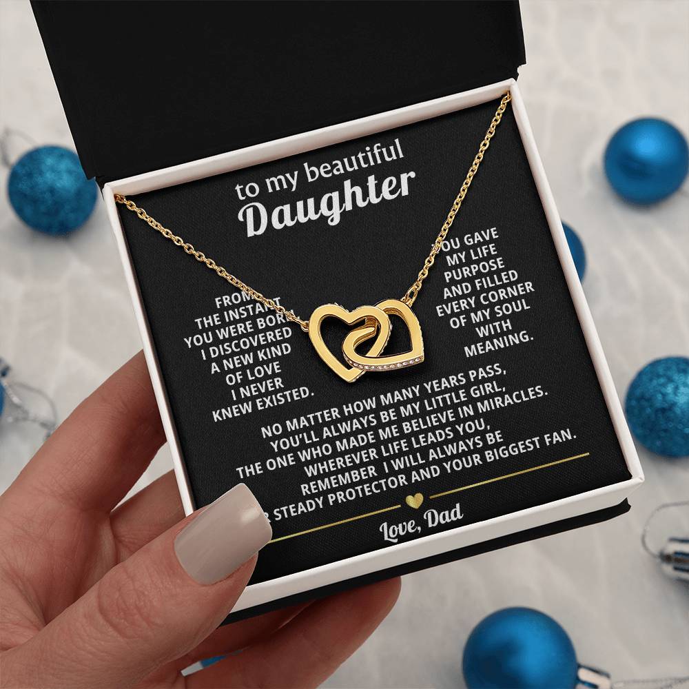 Daughter Interlocking Hearts Necklace Gift from Dad