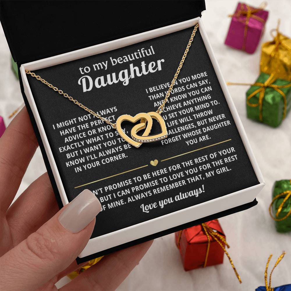 To My Daughter Interlocking Hearts Necklace Gift