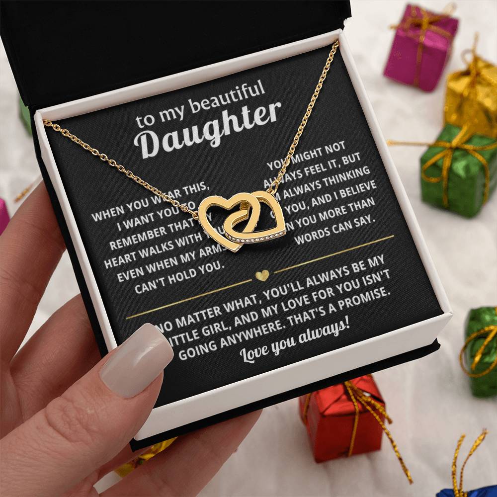 To My Daughter Interlocking Hearts Necklace Gift