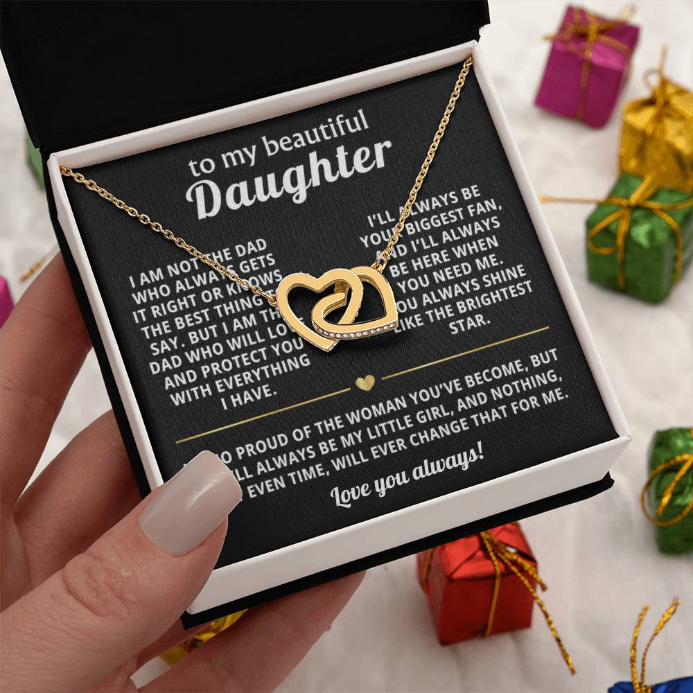 To My Daughter Interlocking Hearts Necklace Gift
