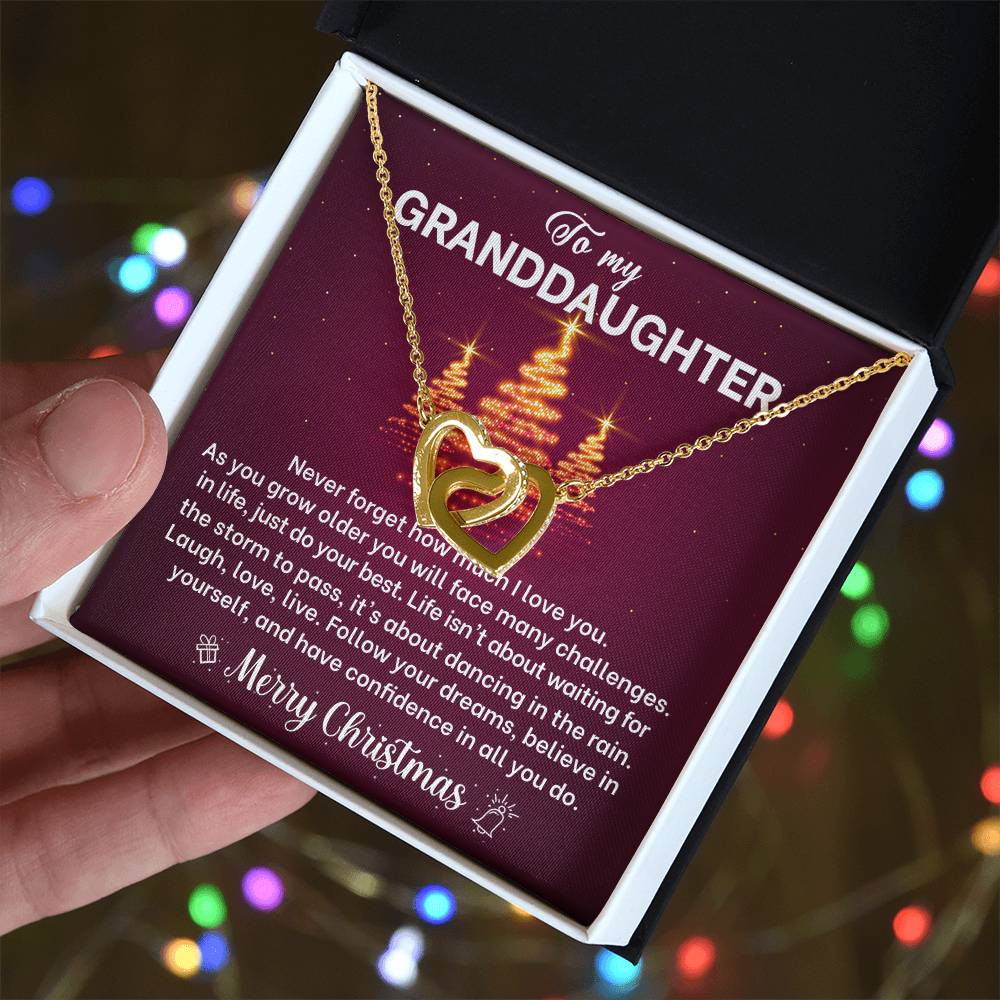 Merry Christmas Granddaughter Joined Hearts Necklace Gift-[Heartfelt Family Gift]