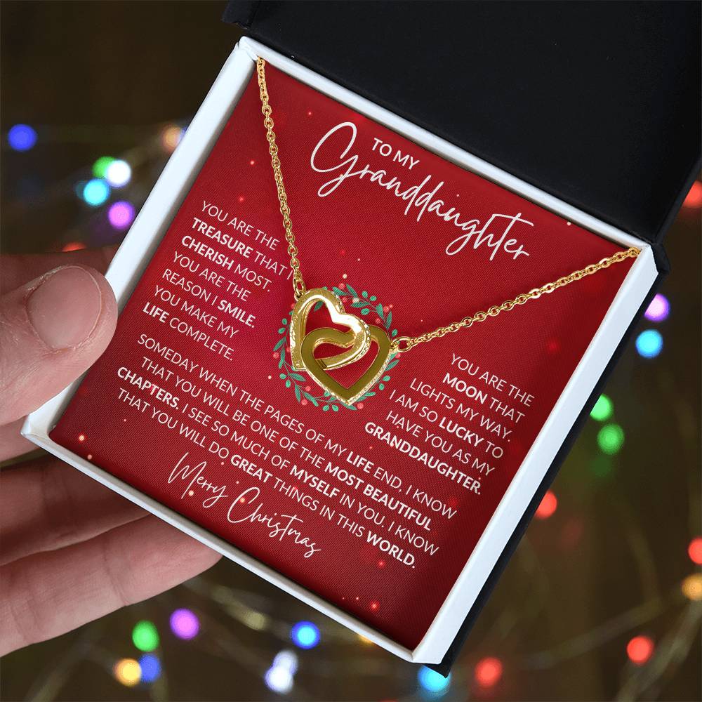 Granddaughter Christmas Interlocking Hearts Necklace Gift-[Heartfelt Family Gift]