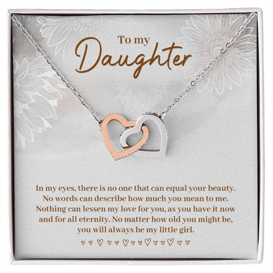 Daughter in My Eyes Interlocking Hearts Necklace-[Heartfelt Family Gift]