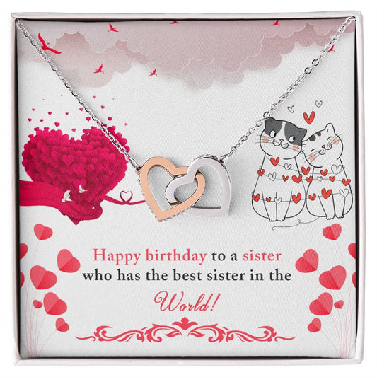 Sister Birthday Interlocking Hearts Necklace-[Heartfelt Family Gift]