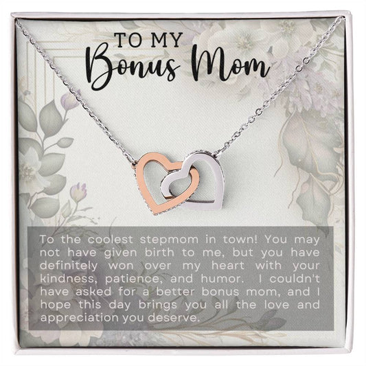 Bonus Mom Interlocking Hearts Necklace-[Heartfelt Family Gift]