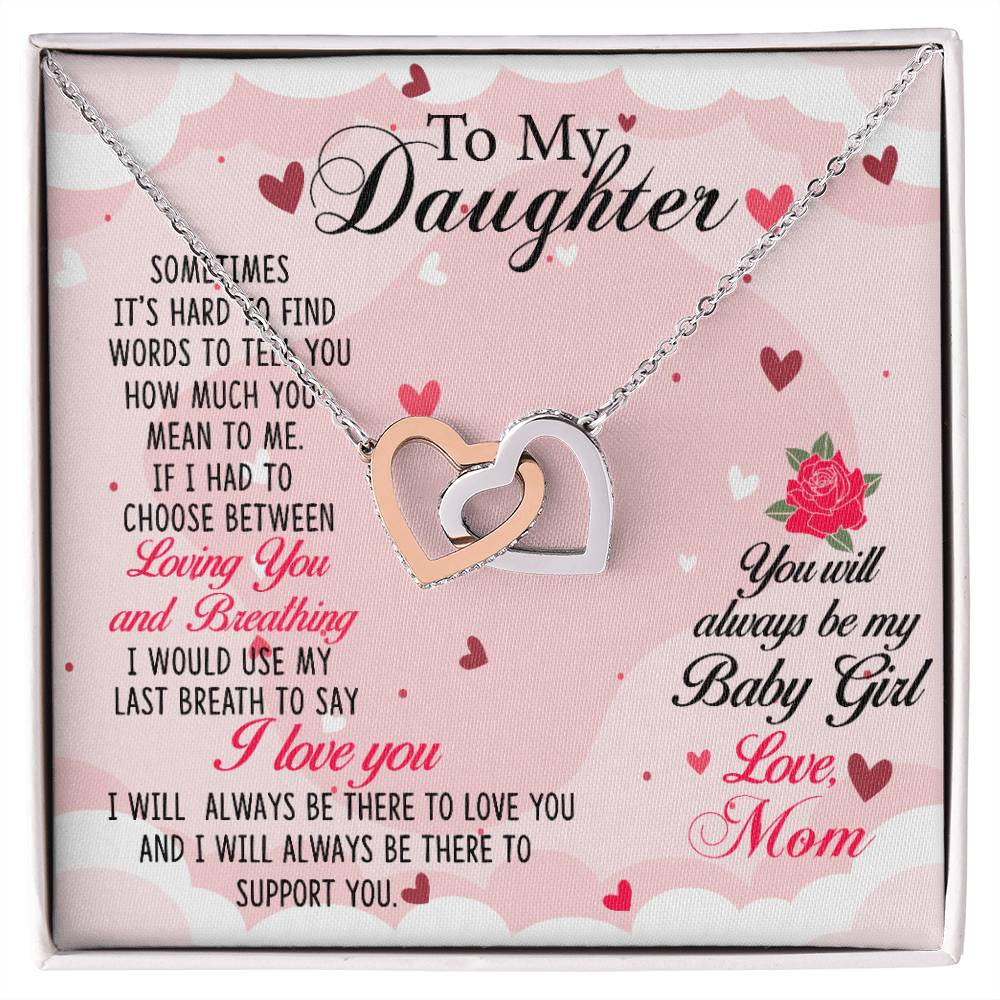 Daughter Always My Baby Girl Interlocking Hearts Necklace-[Heartfelt Family Gift]
