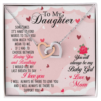 Daughter Always My Baby Girl Interlocking Hearts Necklace-[Heartfelt Family Gift]