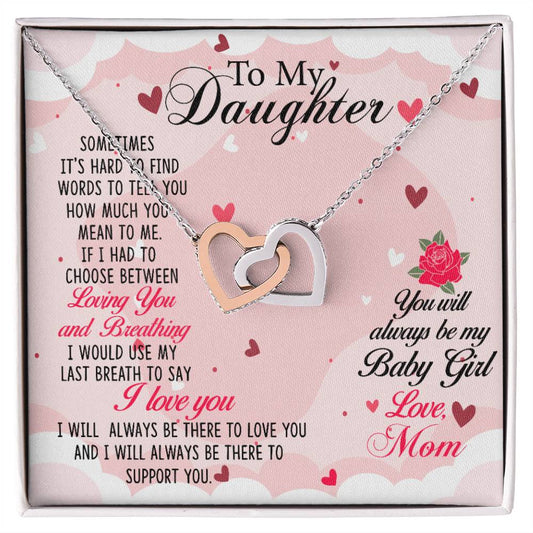 Daughter Always My Baby Girl Interlocking Hearts Necklace-[Heartfelt Family Gift]