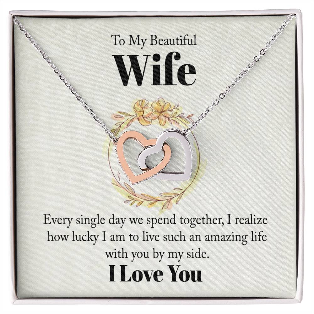 Beautiful Wife Interlocking Hearts Necklace-[Heartfelt Family Gift]