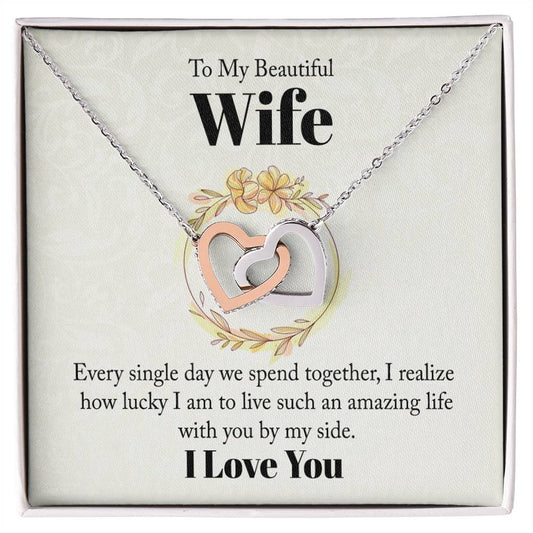 Beautiful Wife Interlocking Hearts Necklace-[Heartfelt Family Gift]