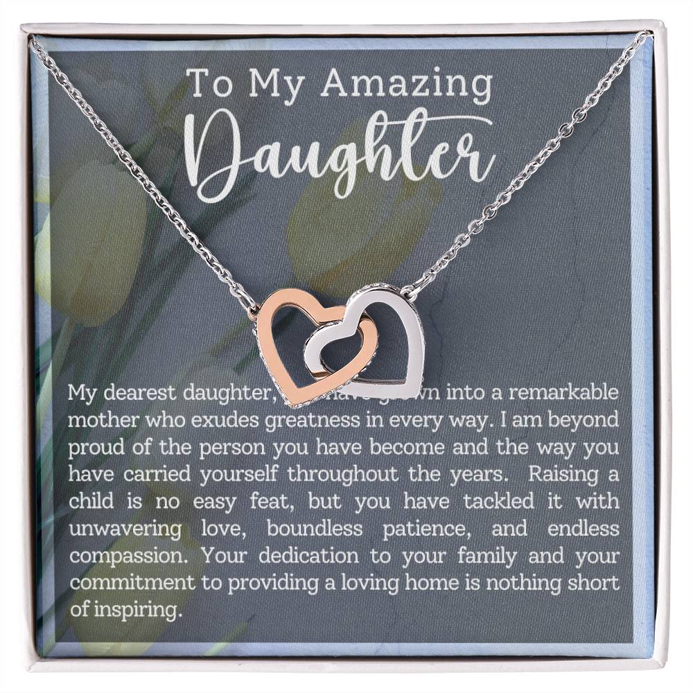 Daughter Motherhood Interlocking Hearts Necklace-[Heartfelt Family Gift]