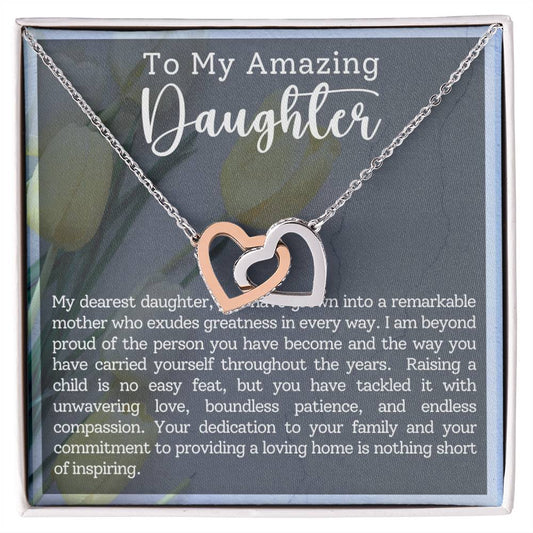 Daughter Motherhood Interlocking Hearts Necklace-[Heartfelt Family Gift]