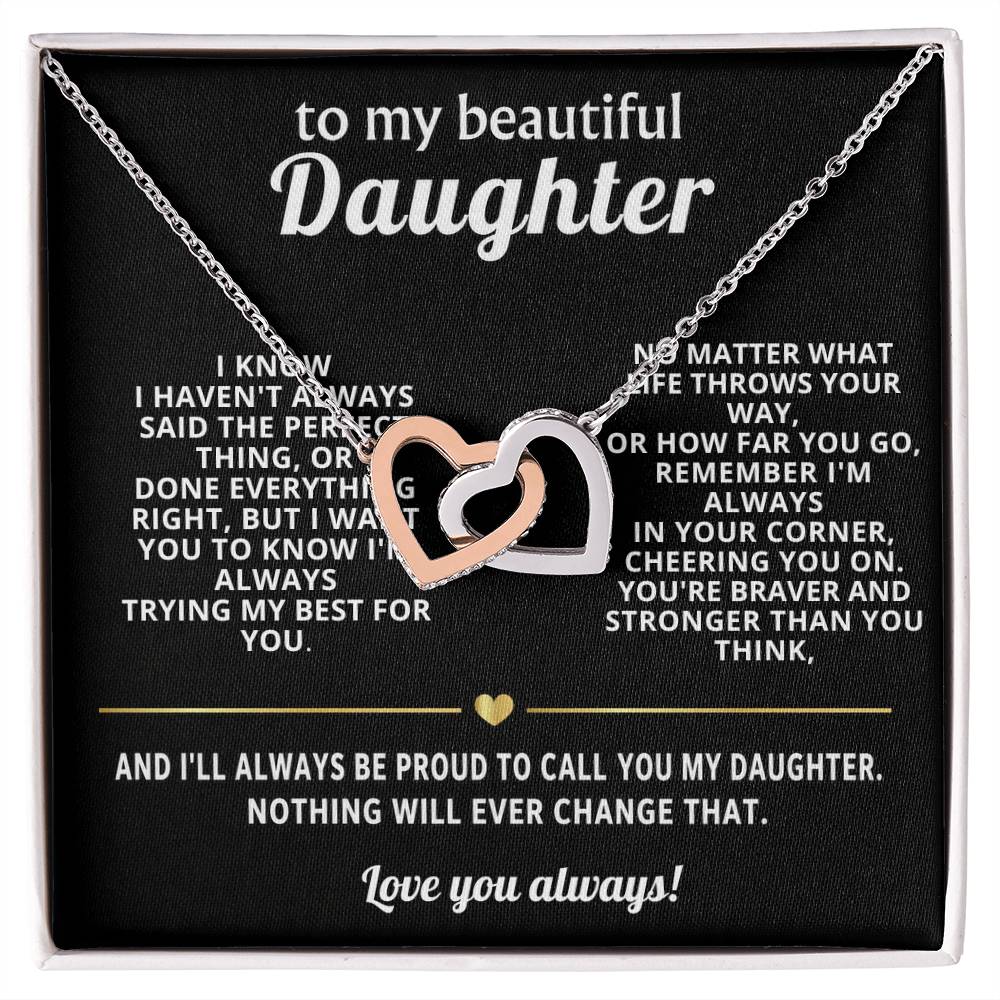 To My Daughter Interlocking Hearts Necklace Gift
