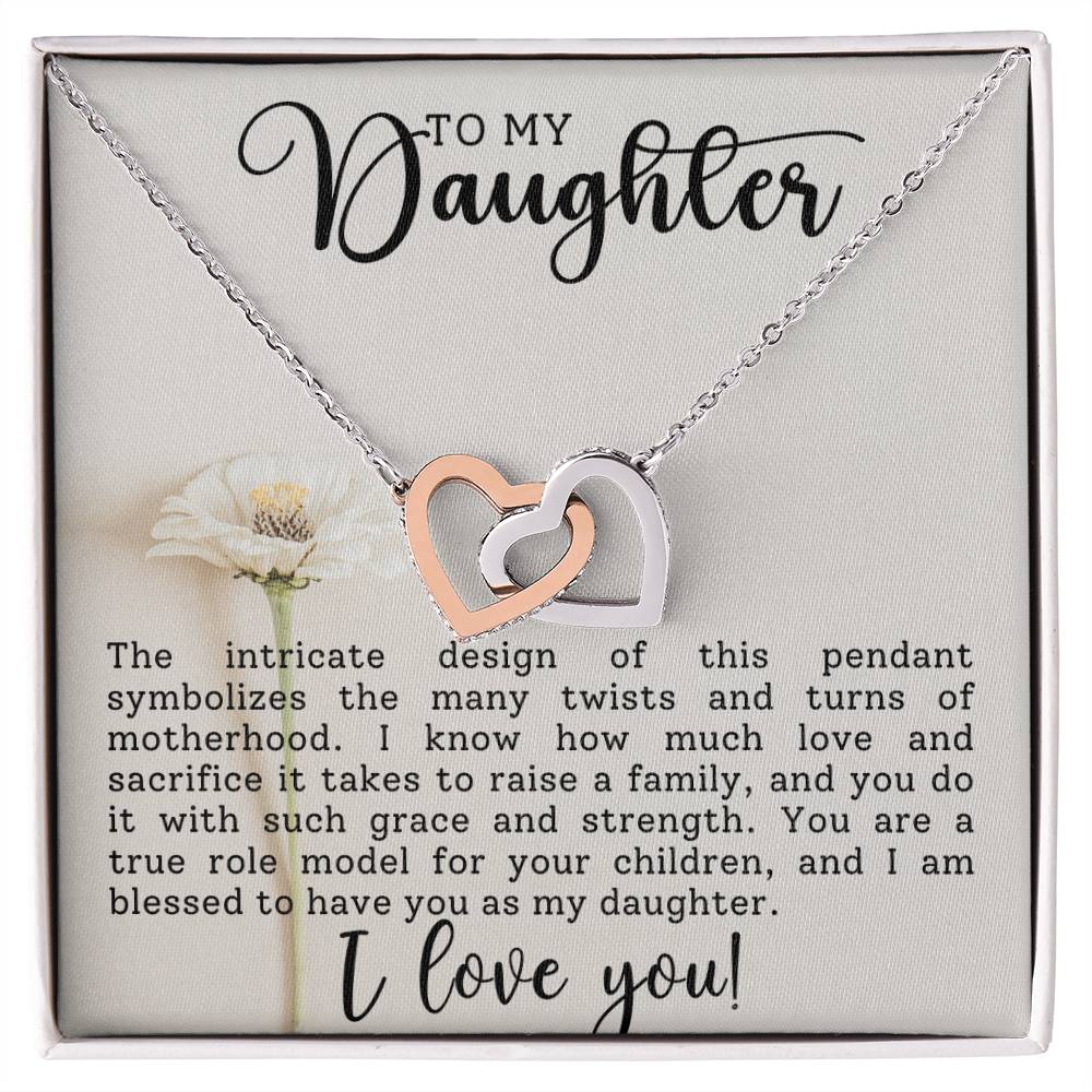 Daughter Interlocking Hearts Necklace-[Heartfelt Family Gift]