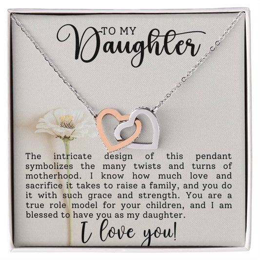 Daughter Interlocking Hearts Necklace-[Heartfelt Family Gift]