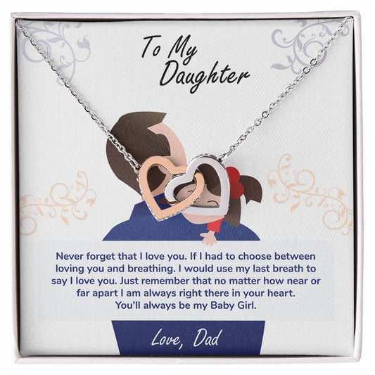 Interlocking Hearts Necklace for My Baby Girl - Perfect Gift for Your Daughter-[Heartfelt Family Gift]