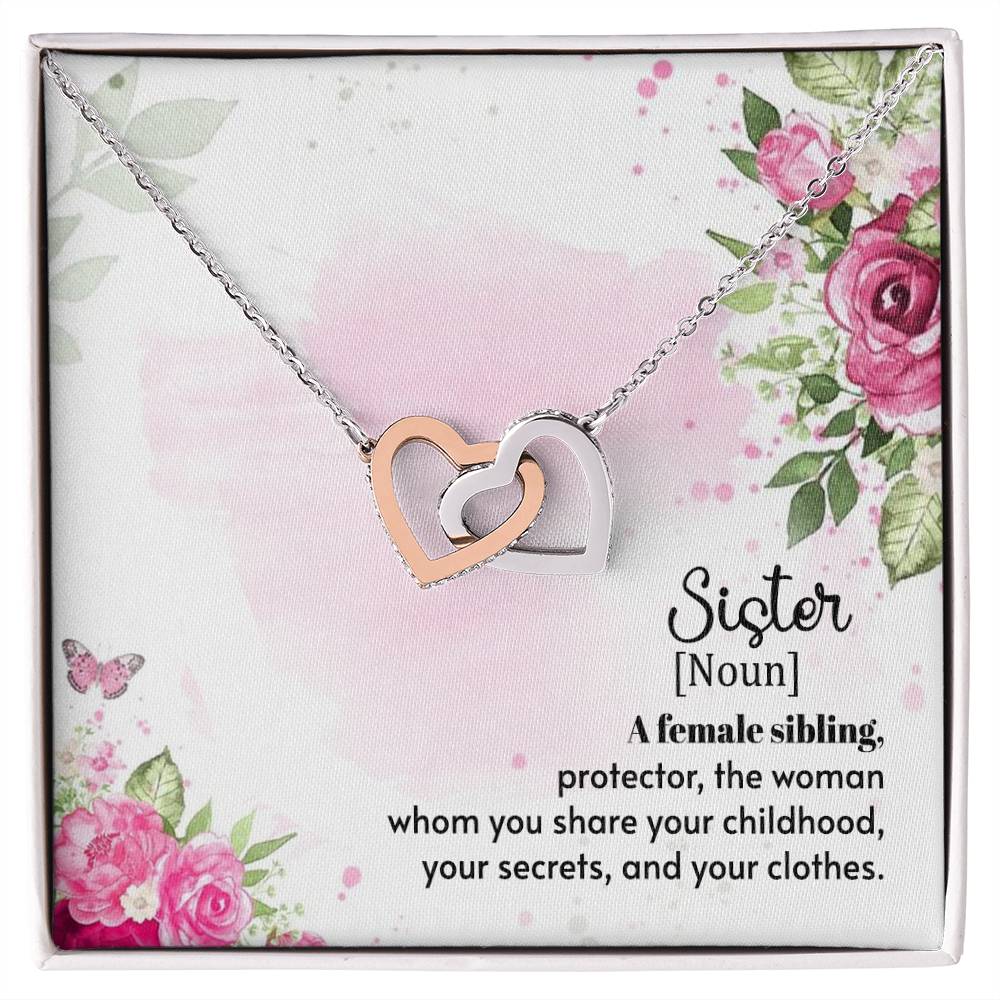 Sister Noun Interlocking Hearts Necklace-[Heartfelt Family Gift]
