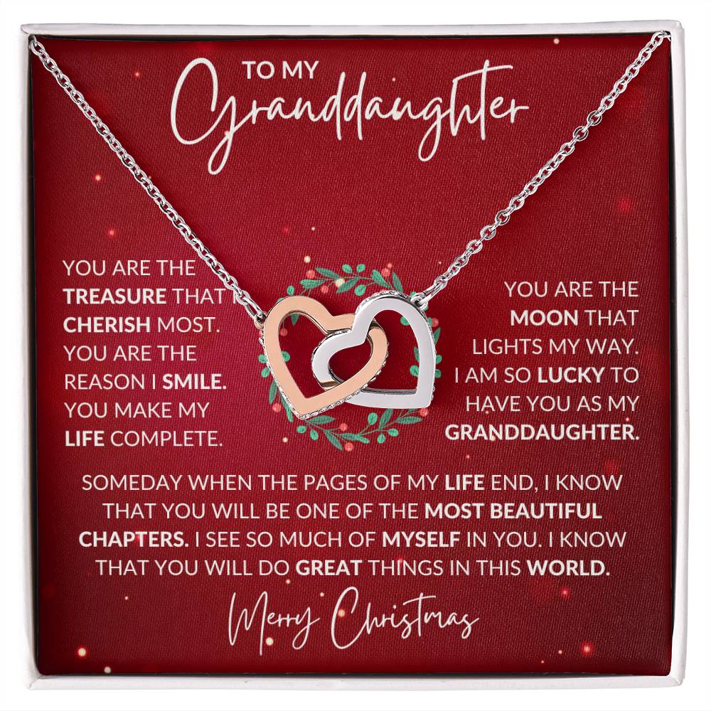 Granddaughter Christmas Interlocking Hearts Necklace Gift-[Heartfelt Family Gift]