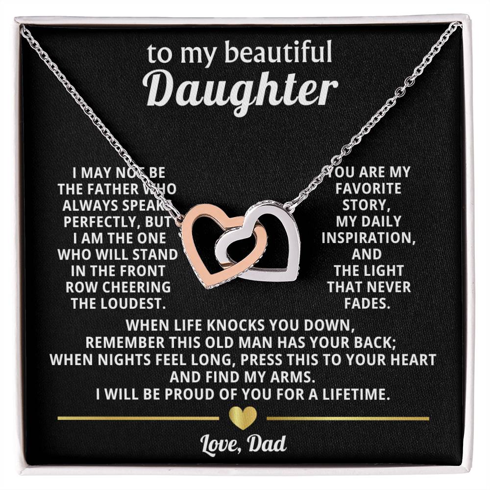 Daughter Interlocking Hearts Necklace Gift from Dad