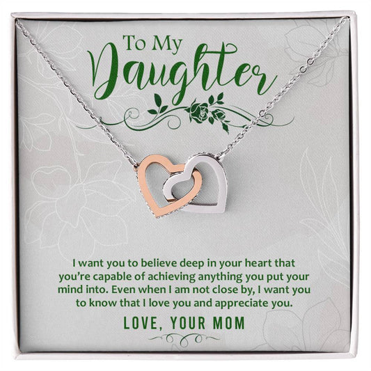 Daughter Believe Interlocking Hearts Necklace-[Heartfelt Family Gift]