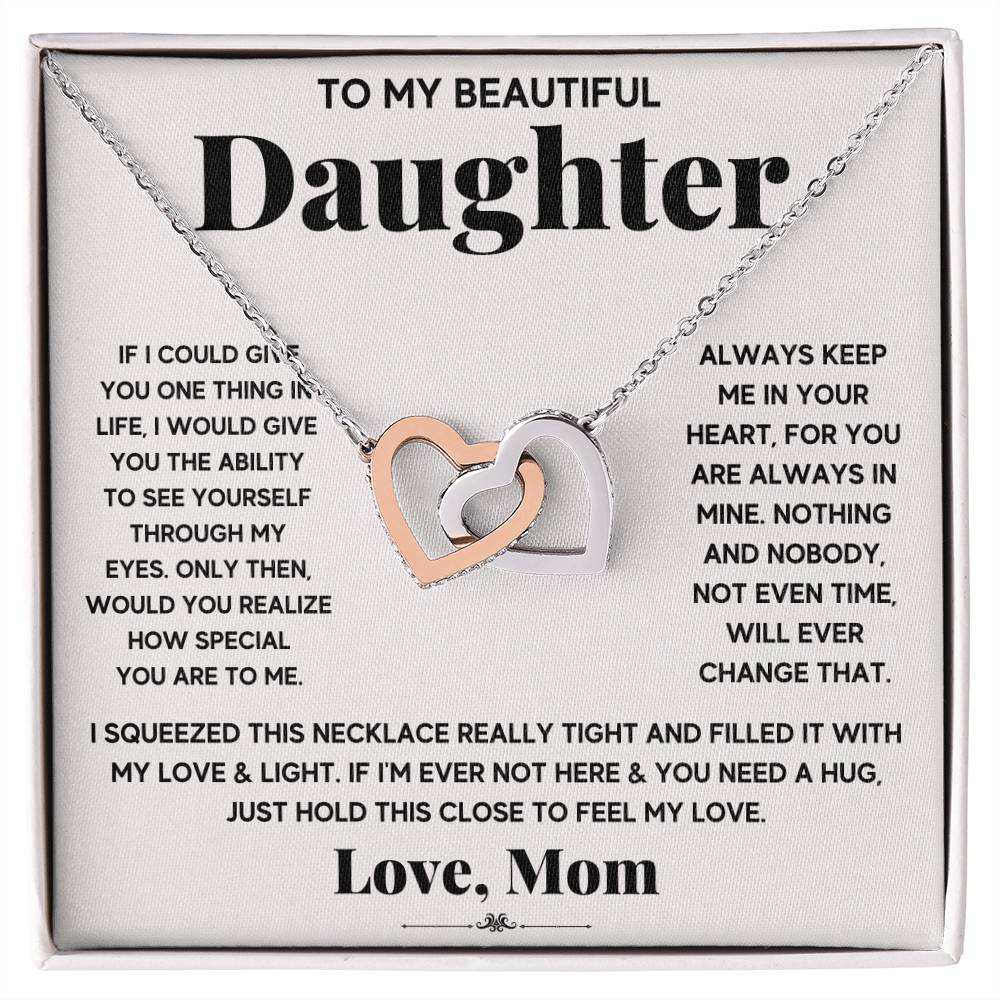 Daughter Interlocking Hearts Necklace - The Perfect Symbol of Love and Bond Ideal Gift for Your Precious Daughter-[Heartfelt Family Gift]