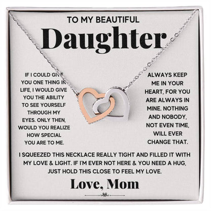 Daughter Interlocking Hearts Necklace - The Perfect Symbol of Love and Bond Ideal Gift for Your Precious Daughter-[Heartfelt Family Gift]