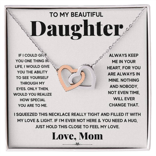 Daughter Interlocking Hearts Necklace - The Perfect Symbol of Love and Bond Ideal Gift for Your Precious Daughter-[Heartfelt Family Gift]