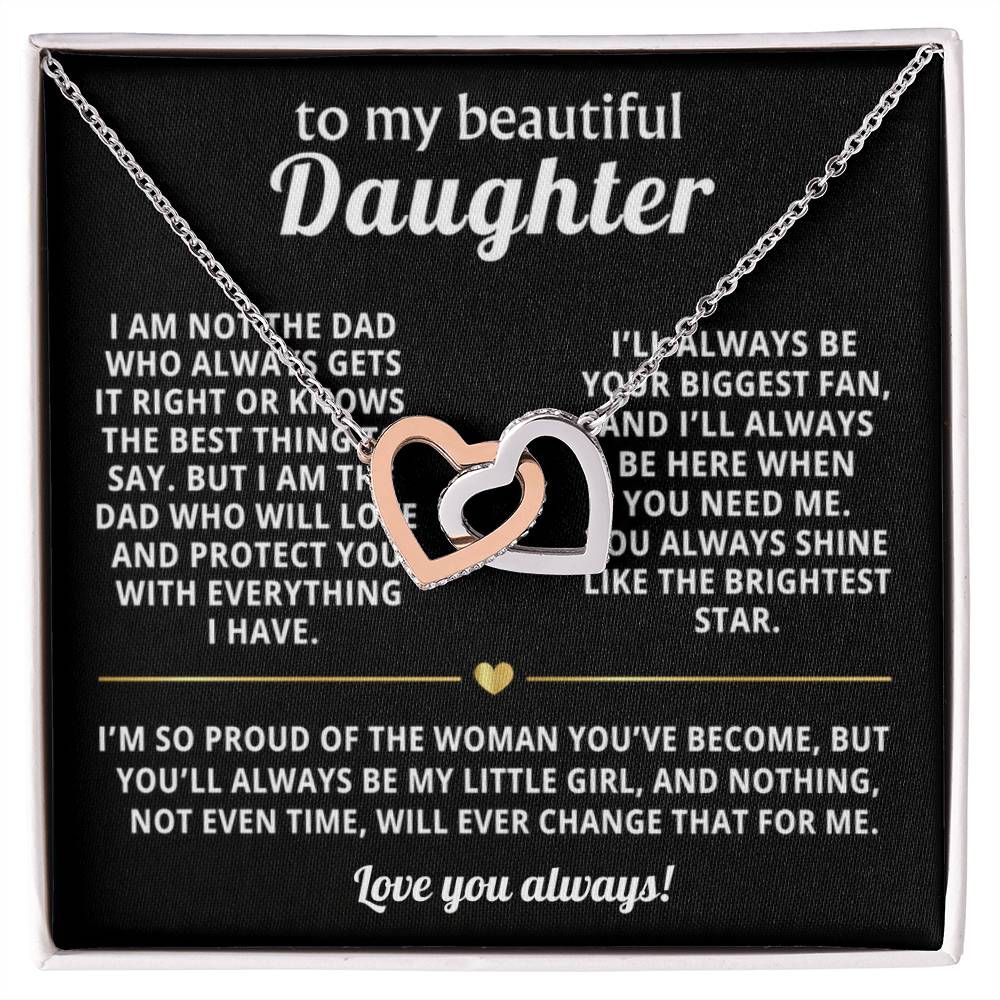 To My Daughter Interlocking Hearts Necklace Gift
