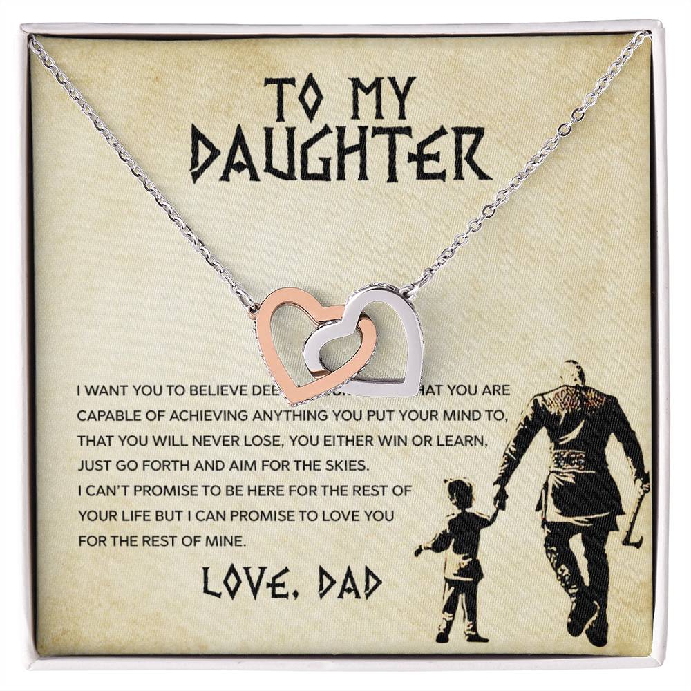 Daughter Aim For The Skys Interlocking Hearts Necklace-[Heartfelt Family Gift]