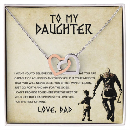 Daughter Aim For The Skys Interlocking Hearts Necklace-[Heartfelt Family Gift]