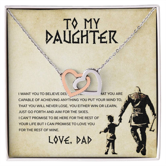 Daughter Aim For The Skys Interlocking Hearts Necklace-[Heartfelt Family Gift]