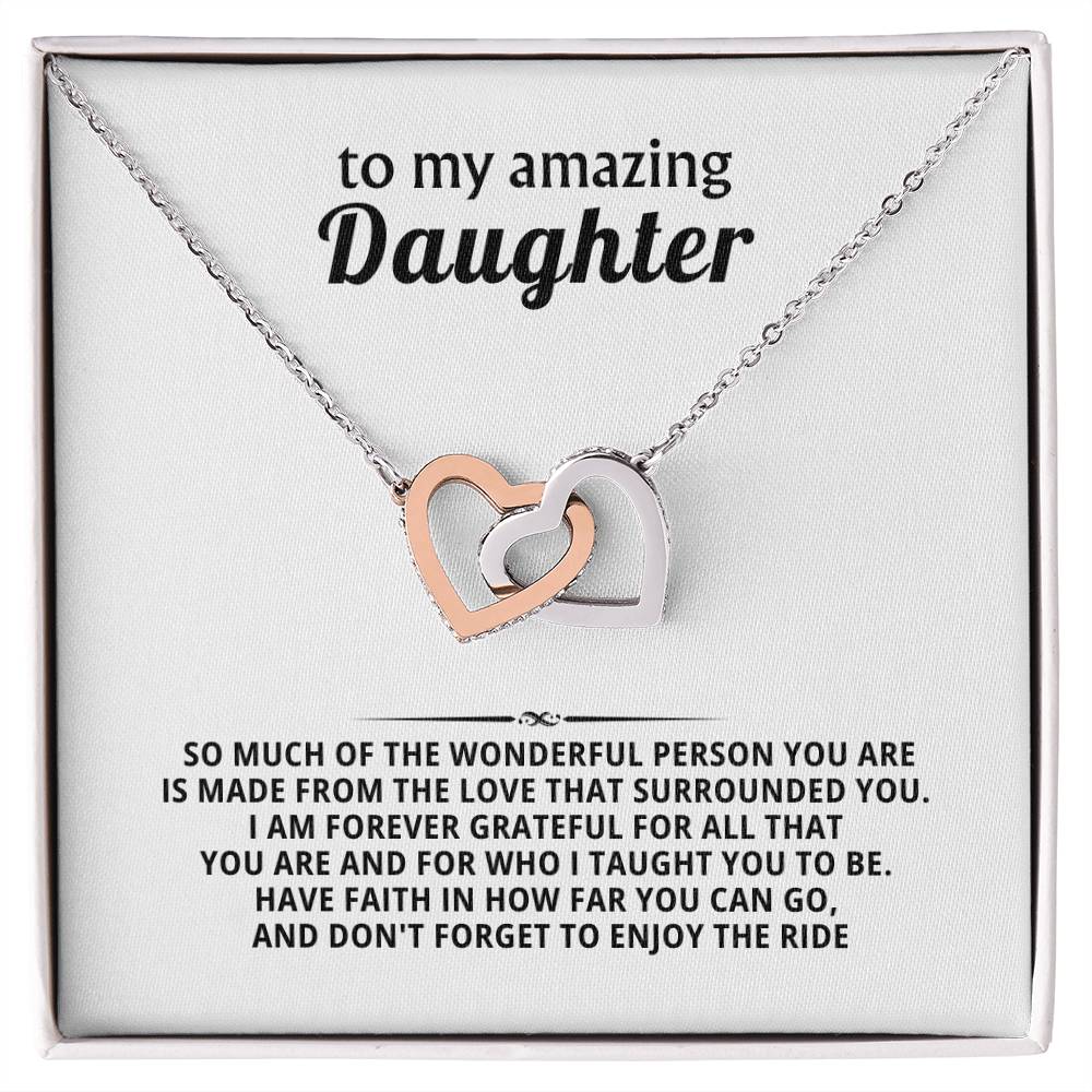 To My Amazing Daughter Interlocking Hearts Necklace Gift