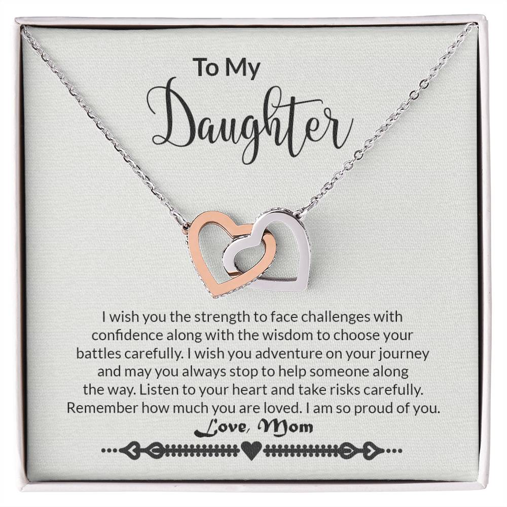 Daughter Strength Interlocking Hearts Necklace-[Heartfelt Family Gift]