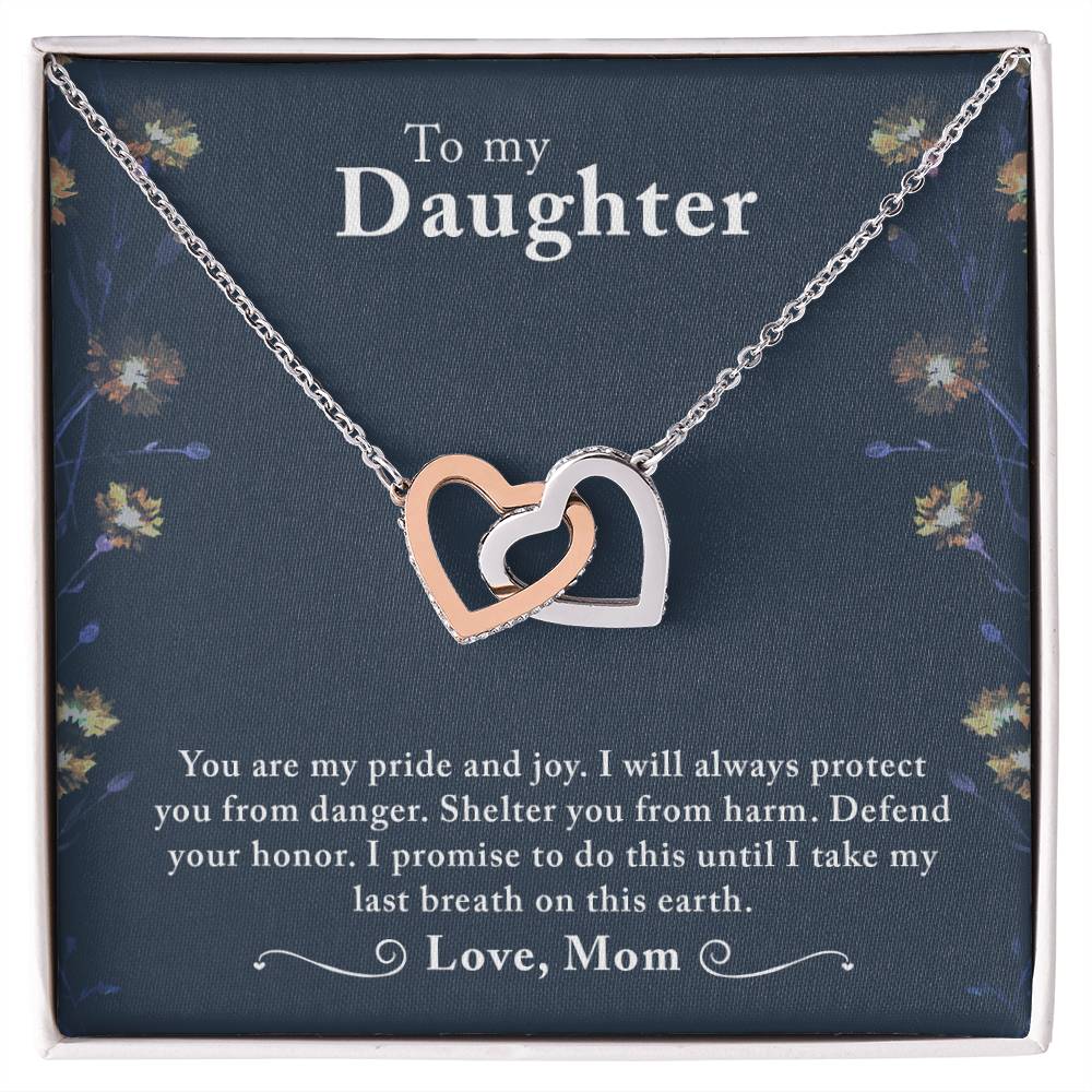 Daughter My Pride Interlocking Hearts Necklace-[Heartfelt Family Gift]