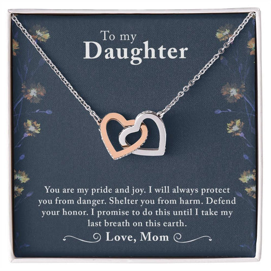 Daughter My Pride Interlocking Hearts Necklace-[Heartfelt Family Gift]