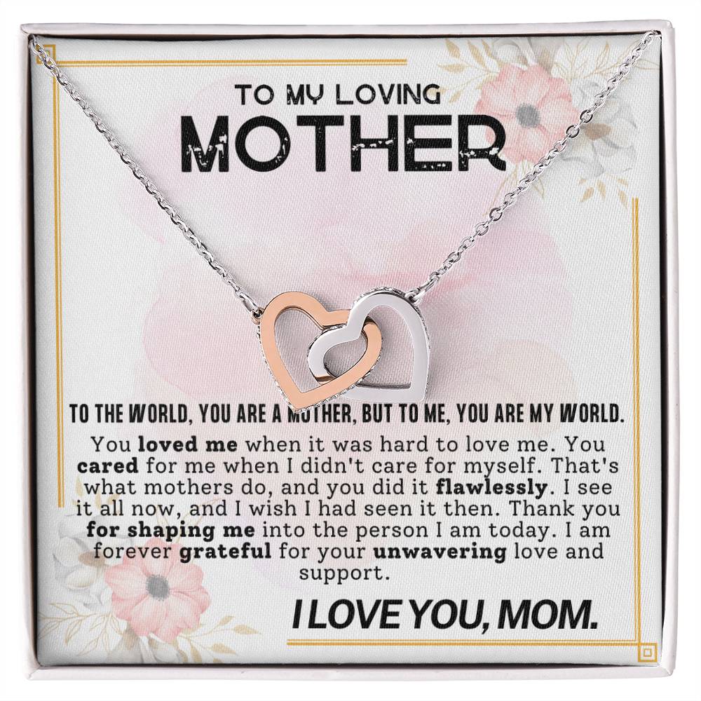 Mother My World Interlocking Hearts Necklace-[Heartfelt Family Gift]