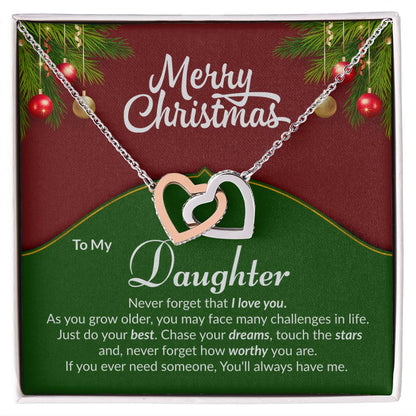 Daughter Interlocking Heart Necklace Christmas Gift-[Heartfelt Family Gift]
