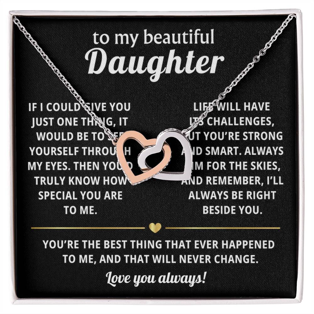 To My Daughter Interlocking Hearts Necklace Gift