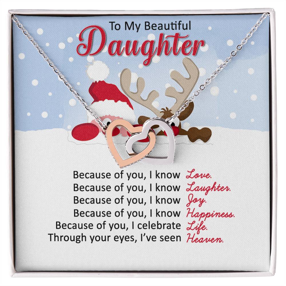 Santa and Reindeer Christmas Gift Necklace for Daughter - Personalized Card-[Heartfelt Family Gift]