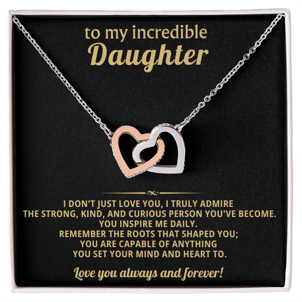 Incredible Daughter Interlocking Hearts Necklace Gift